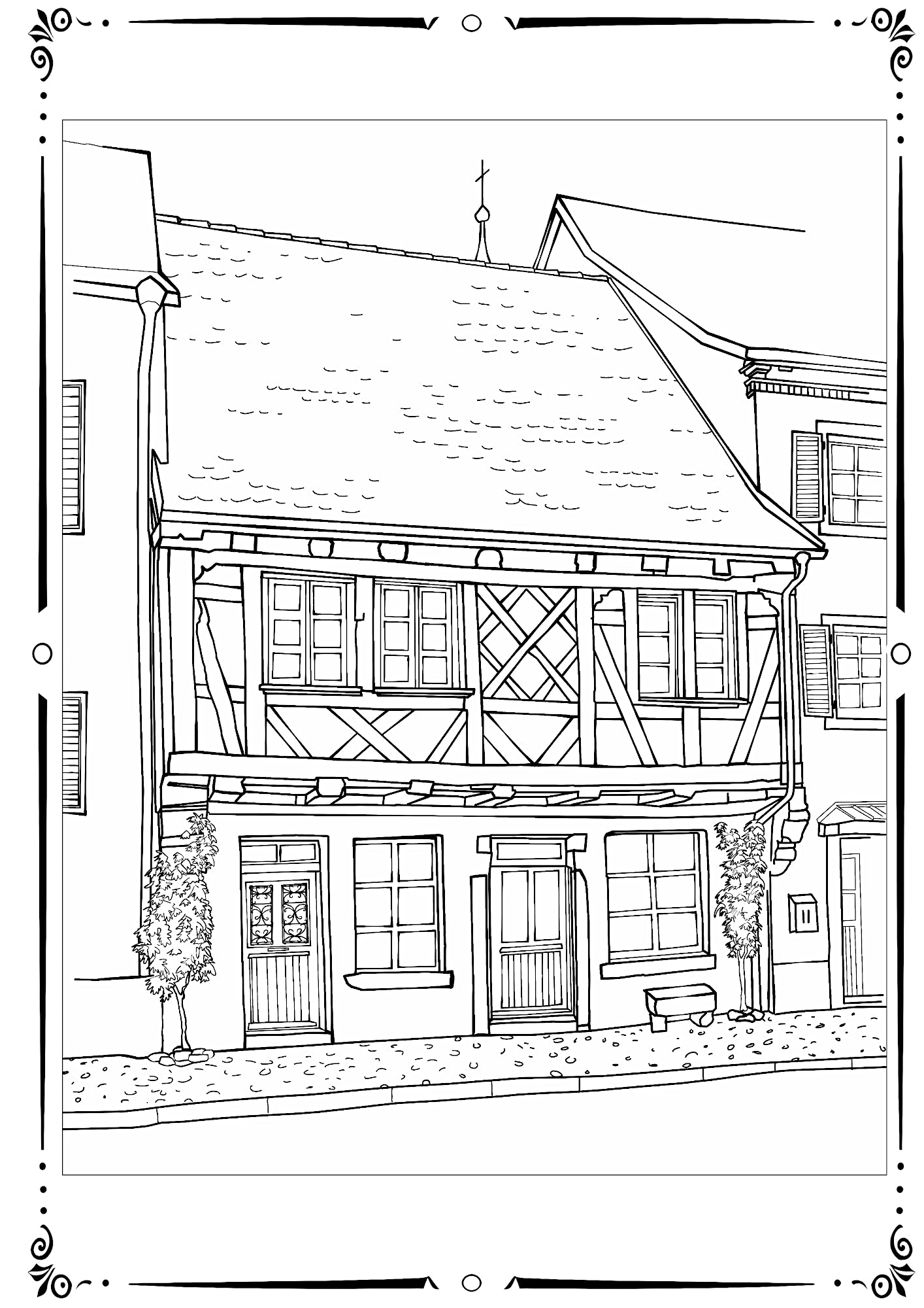 Innenansicht Malbuch Kenzingen – historische Gebäude zum Ausmalen