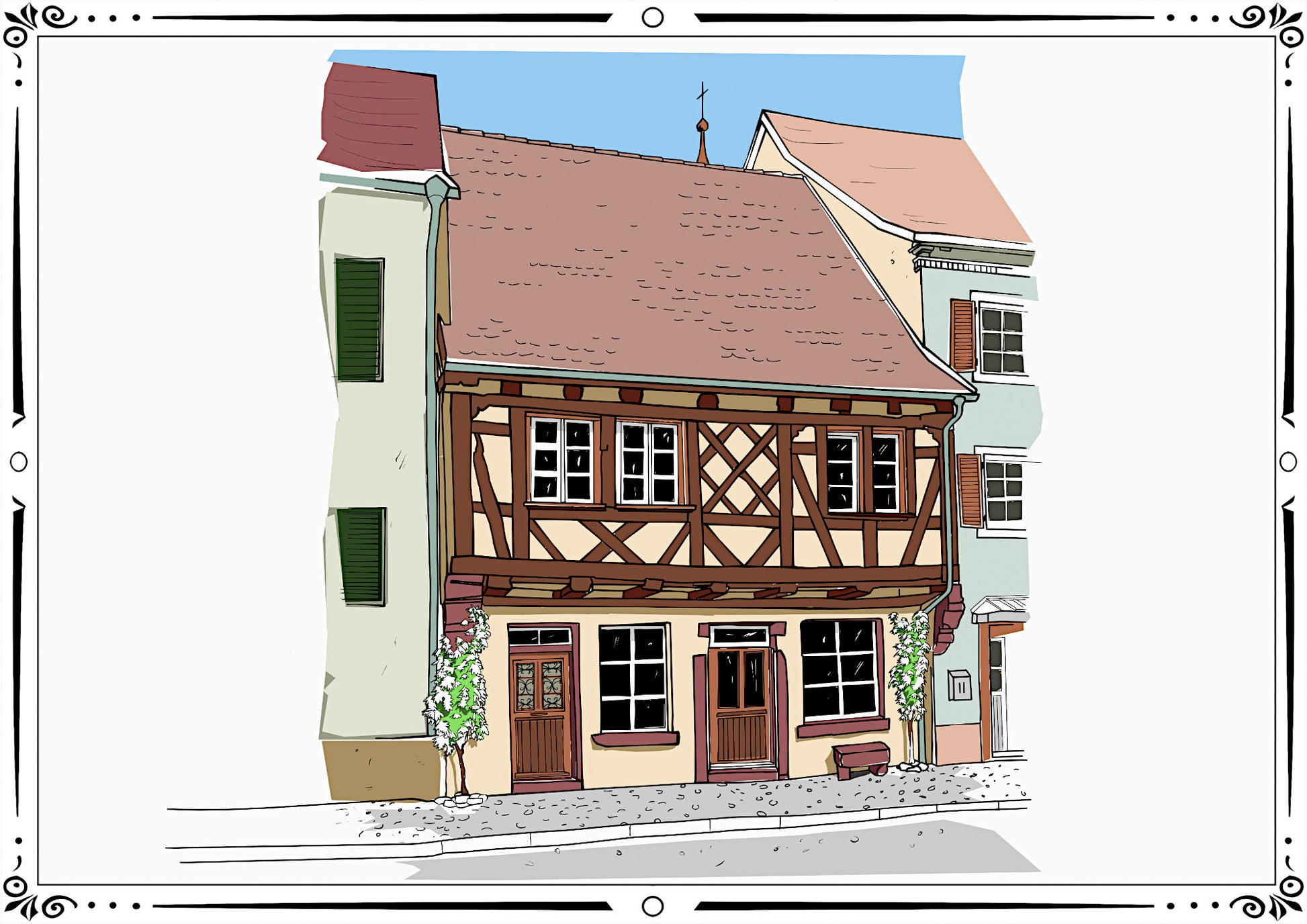 Ausgemaltes Motiv – Fachwerkhaus aus Kenzingen