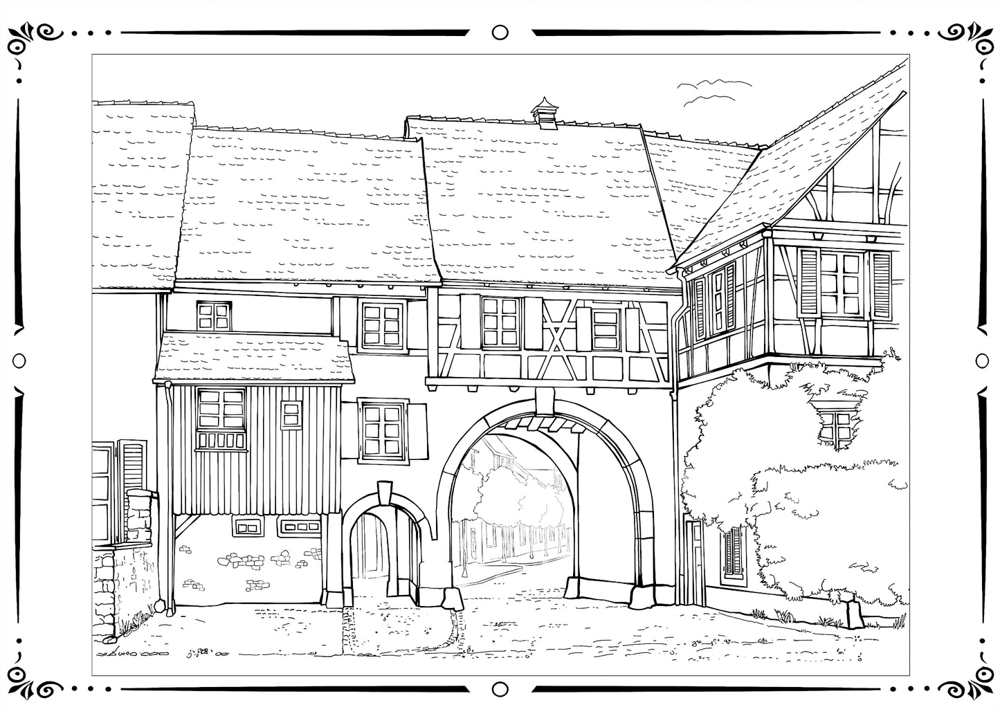 Innenansicht Malbuch Kenzingen – historische Gebäude zum Ausmalen
