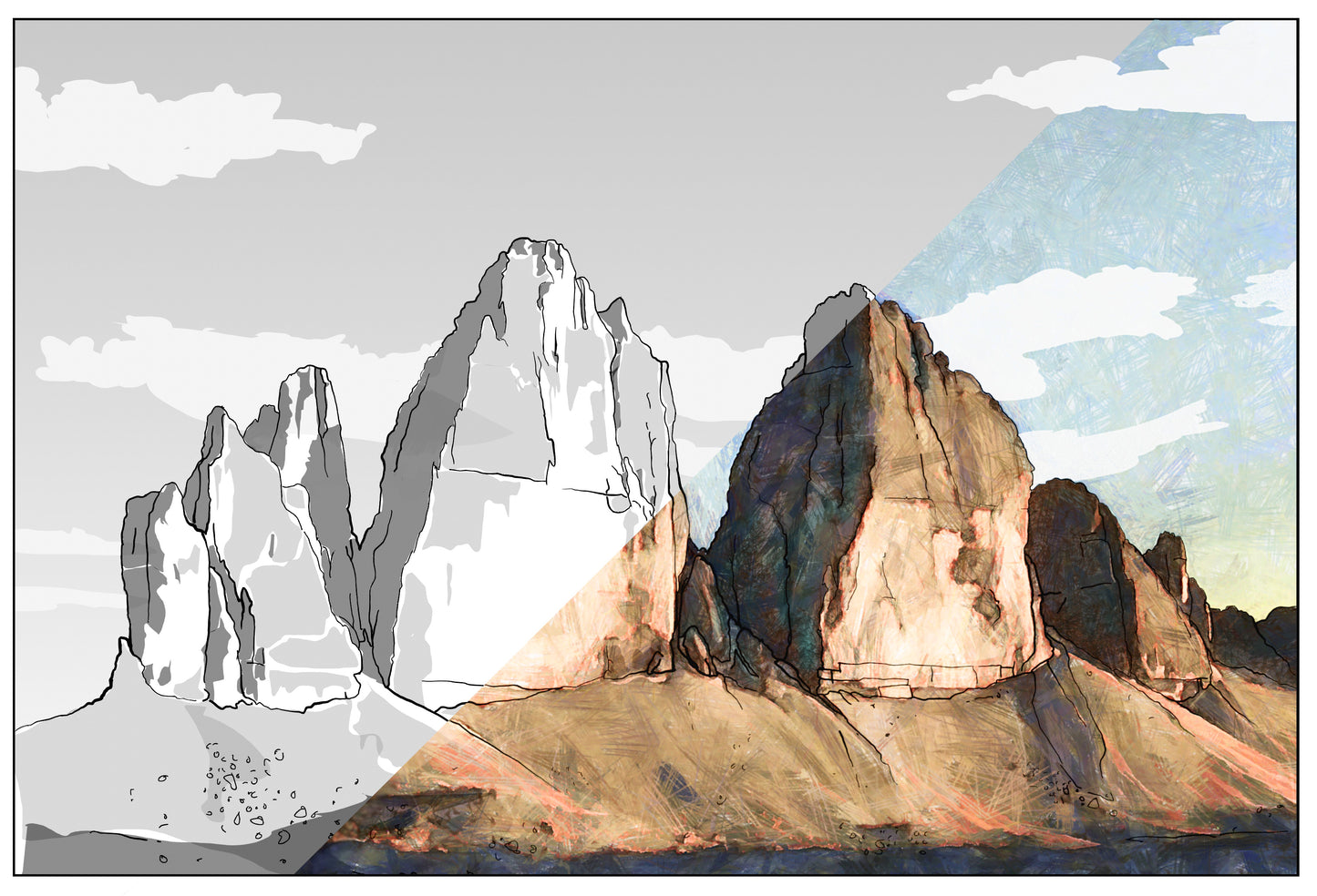 Echte Berge – zum Ausmalen